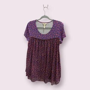 Matilda Jane Purple Ditsy FloraL Walking On A Cloud Blouse Medium (Good) 27632T